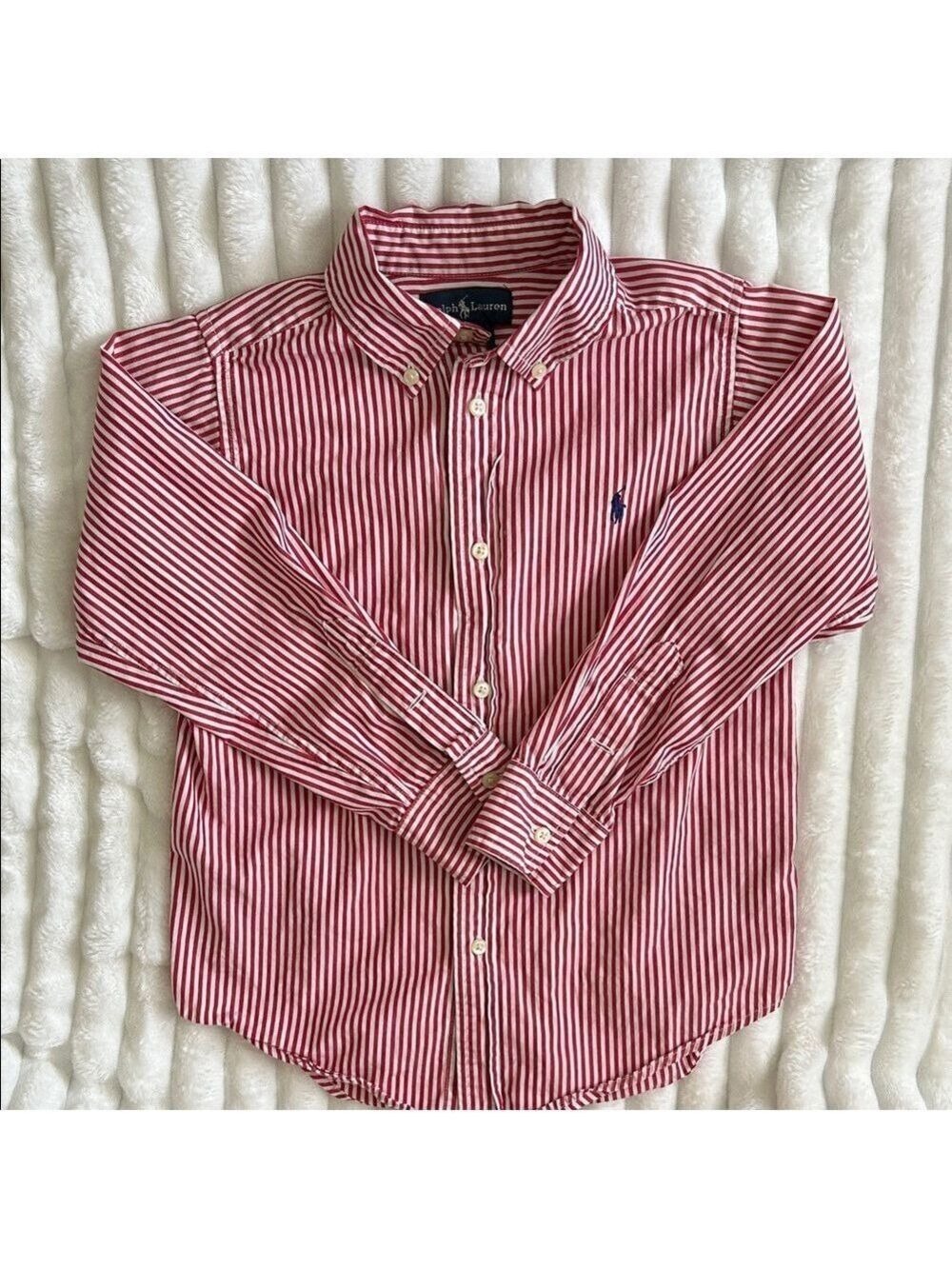 Ralph Lauren Red White Striped Button Down Shirt